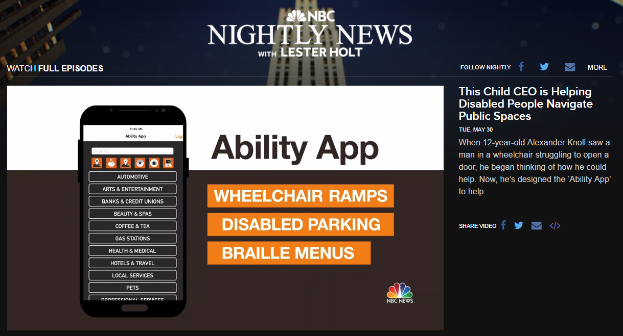 NBC Nightly News 'Ability App'