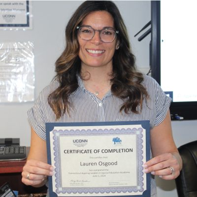 Photo of Lauren Osgood with her certificate